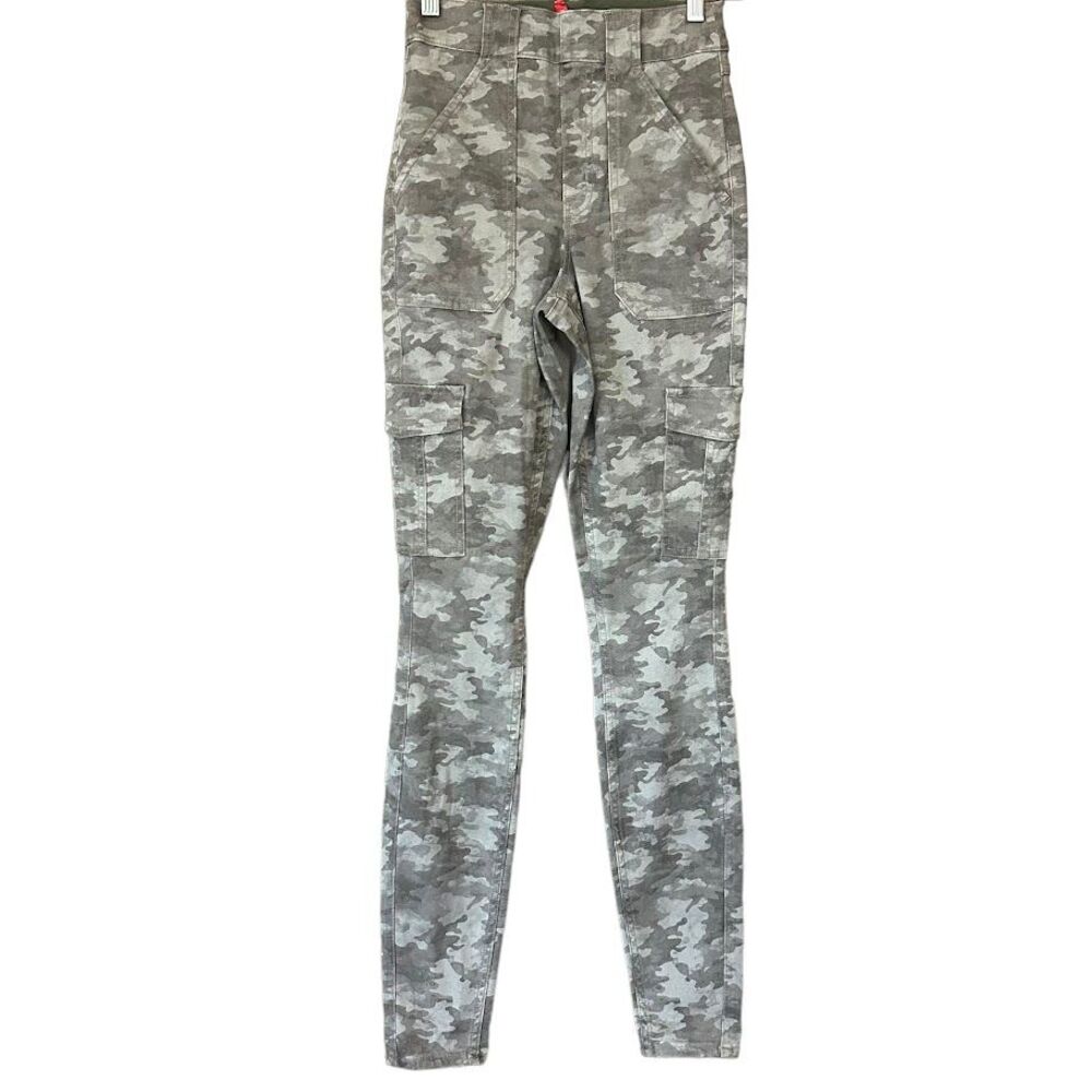 Spanx Green Camo Skinny Cargo Tummy Control Stretch Pants Womens S Tall